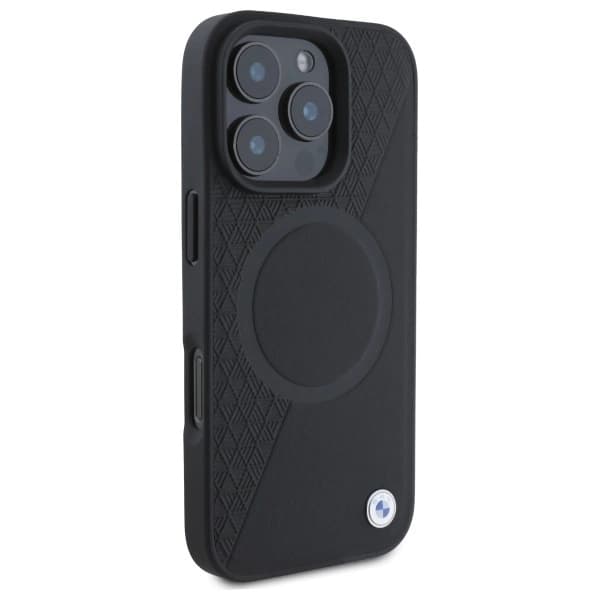 BMW telefontaske til iPhone 16 Pro Max MagSafe halvstruktureret og cirkel Black