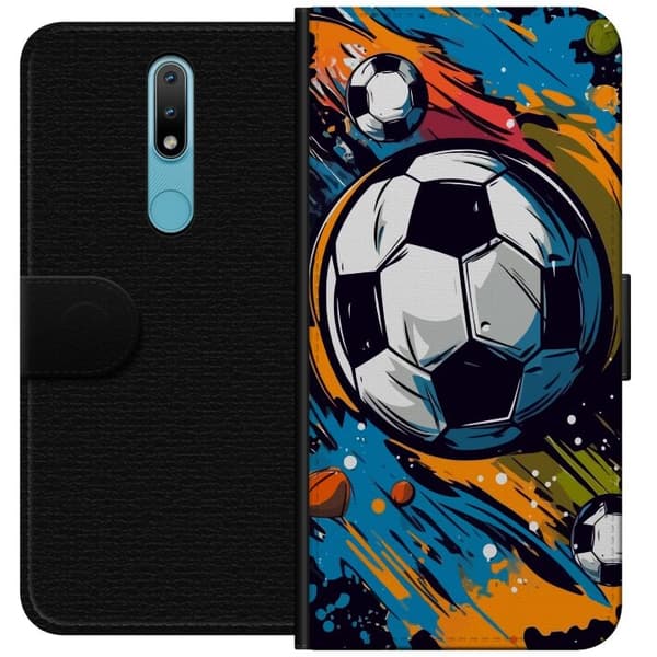 Plånboksfodral till Nokia 2.4 med Fotbollar