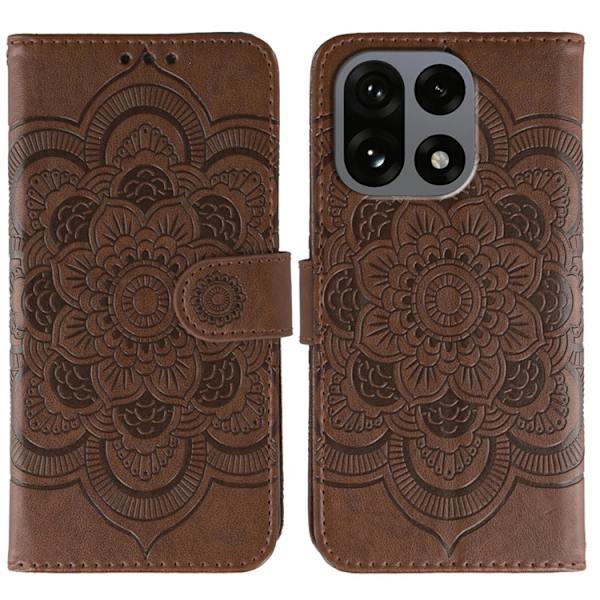 OnePlus 15 Plånboksfodral Mandala Imprinted Konstläder - Brun Brun