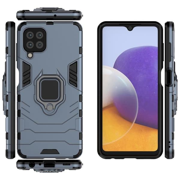 Mobilskal till Galaxy A22 4G Ring Armor Kickstand - Blå Blå