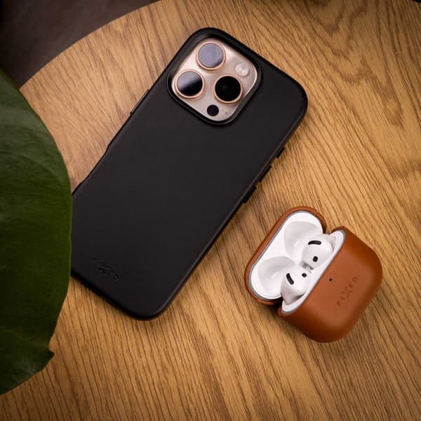 FIXED Äkta läderfodral för Airpods 4/4 ANC Brun