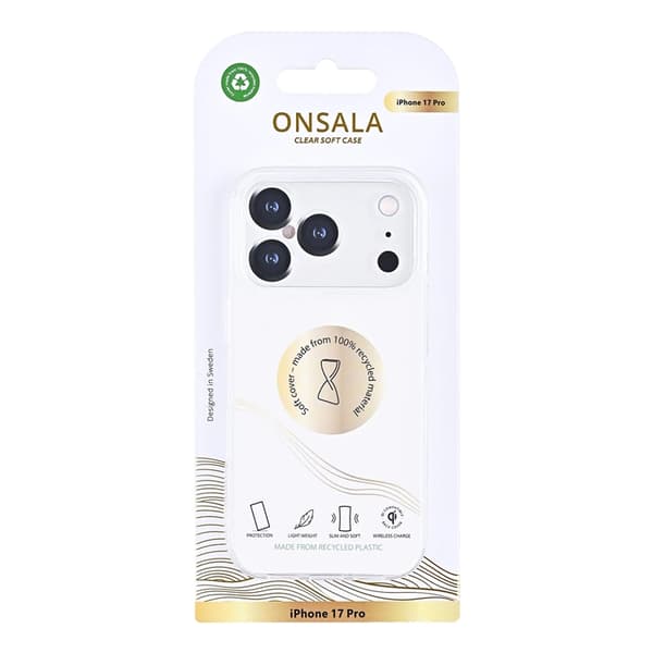ONSALA Mobilskal till iPhone 17 Pro Återvunnen TPU - Transparent Transparent