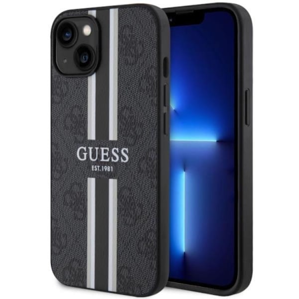 Guess iPhone 14 Plus Mobilskal MagSafe Printed Stripe Svart Svart