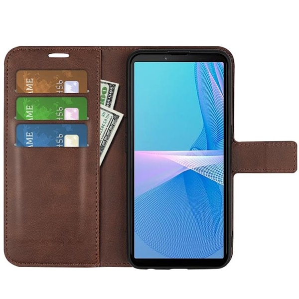 Sony Xperia 10 IV Plånboksfodral Flip Folio - Mörkbrun