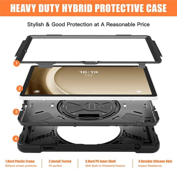 Mobilskal till Galaxy Tab A9 Plus Silikon Rotary Kickstand Svart
