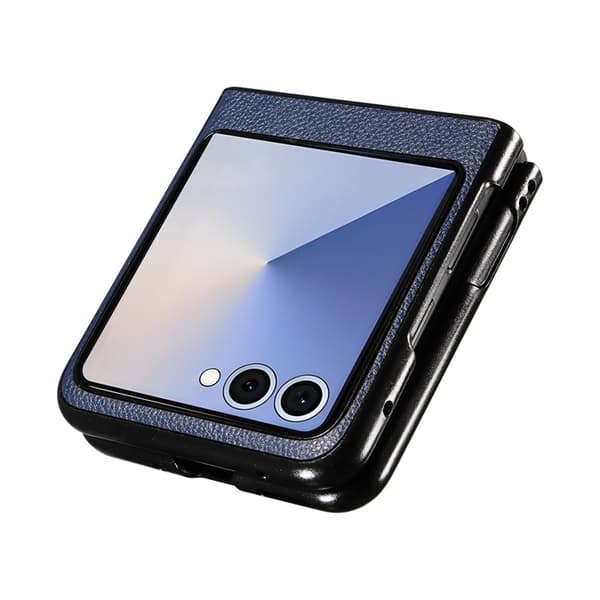 Mobilskal till Galaxy Z Flip7 Litchi Texture Läder - Blå Blå