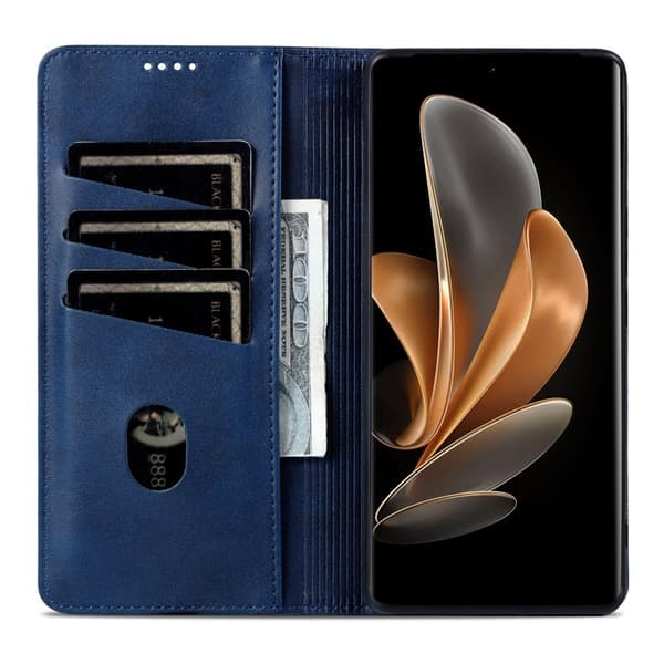 AZNS Samsung Galaxy S25 Edge Plånboksfodral Konstläder - Blå