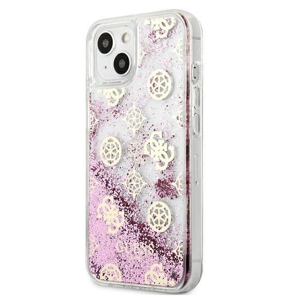 Guess iPhone 13 mini Skal Peony Liquid Glitter - Rosa Rosa