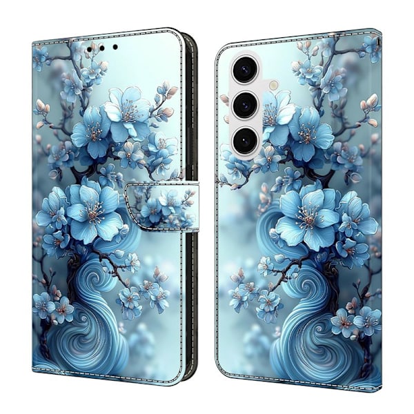 Plånboksfodral för Samsung Galaxy S26 Fällbart Ställ - Isblå Blomma