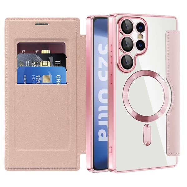 Galaxy S25 Ultra Plånboksfodral MagSafe RFID-Skydd - Rosa Rosa