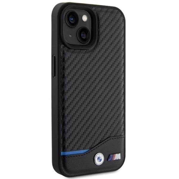 BMW Mobilskal till iPhone 15 Plus Läder Carbon - Svart Svart