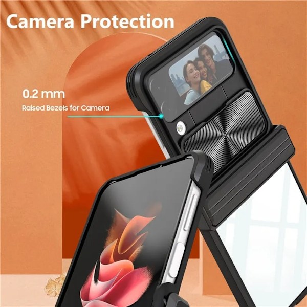 Galaxy Z Flip 4 Mobilskal 360 Kamera Slider - Svart Svart