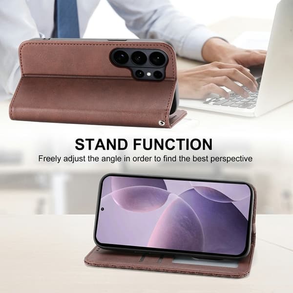 Xiaomi 17 Plånboksfodral Konstläder med Handrem - Brun