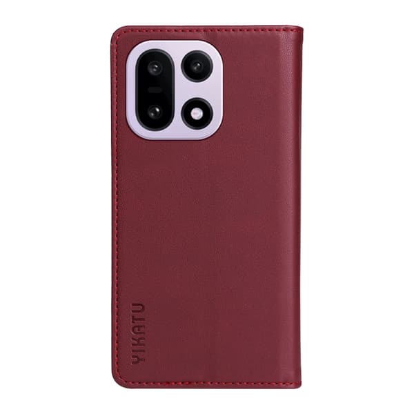 YIKATU OnePlus 15 Plånboksfodral Closure Konstläder Vinröd