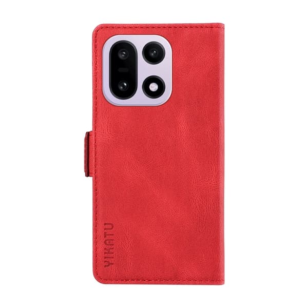 YIKATU OnePlus 15 5G Konstläder Plånboksfodral Skin-touch Feeling Röd