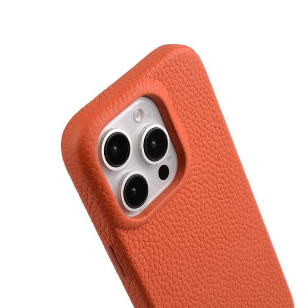 MELKCO Mobilskal till iPhone 16 Pro Max Magnetiskt Äkta Läder PC Orange