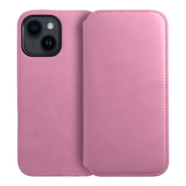 iPhone 15 Plus -lompakkokotelo, kaksitaskuinen - vaaleanpunainen