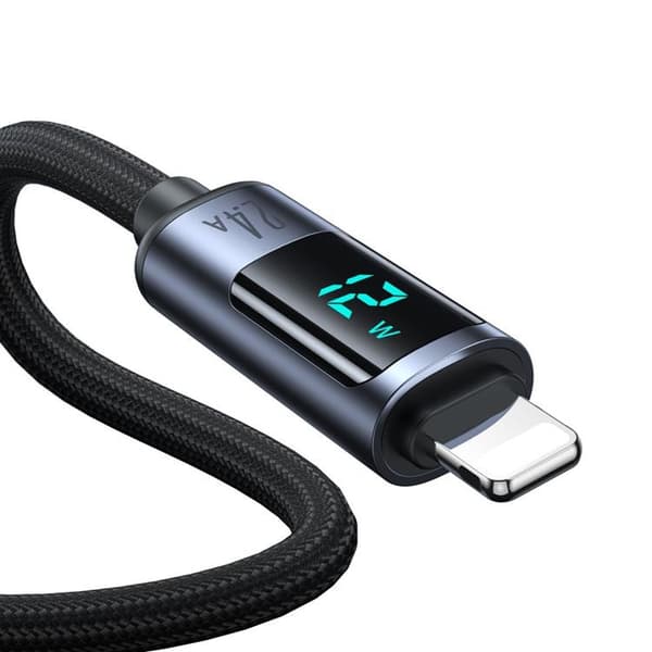 Joyroom USB-A till Lightning kabel 2.4A med LED display 1.2m Svart