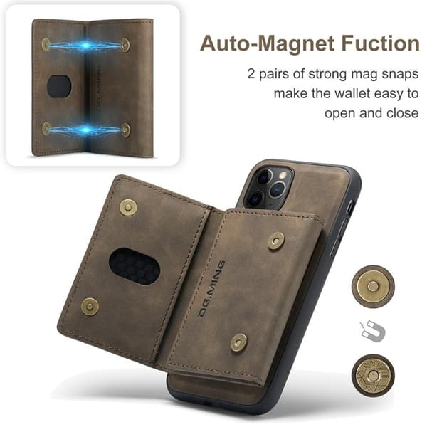 DG.MING M2 Series Anti-Fall Wallet Mobilskal för iPhone 11 Pro - Brun