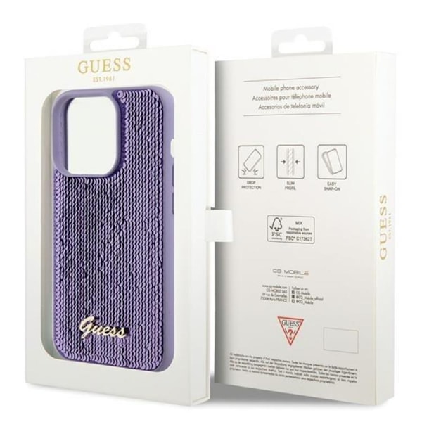 Guess iPhone 15 Pro Mobilskal Sequin Script Metal - Lila
