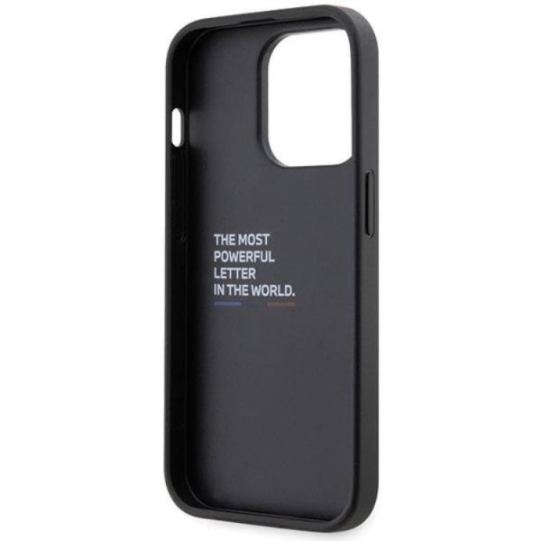 BMW iPhone 14 Pro Mobil Cover Grip Hot Stamp - Sort