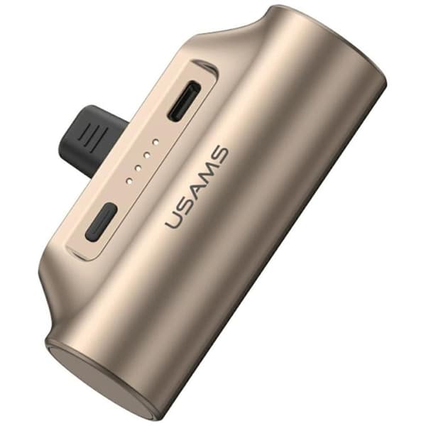 USAMS Mini Tail Plug Bärbar Powerbank 3000mAh USB-C PB79 Beige