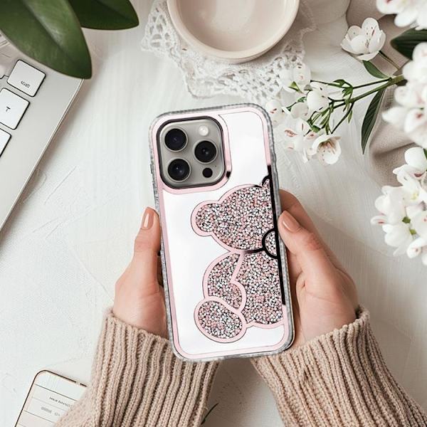 Mobilskal till iPhone 16 Teddy Bear - Rosa Rosa