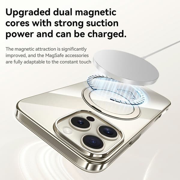 SULADA Mobilskal till iPhone 16 Pro Max MagSafe Kickstand Klar PC Silver