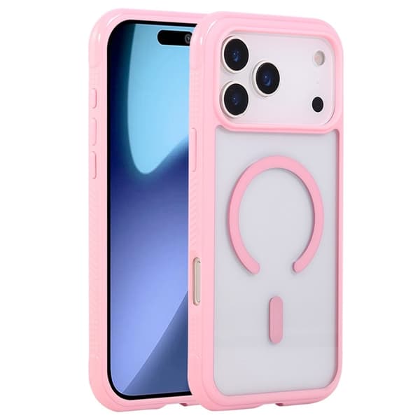 Mobilskal till iPhone 17 Pro Max MagSafe TPU+PC Transparent - Rosa Rosa