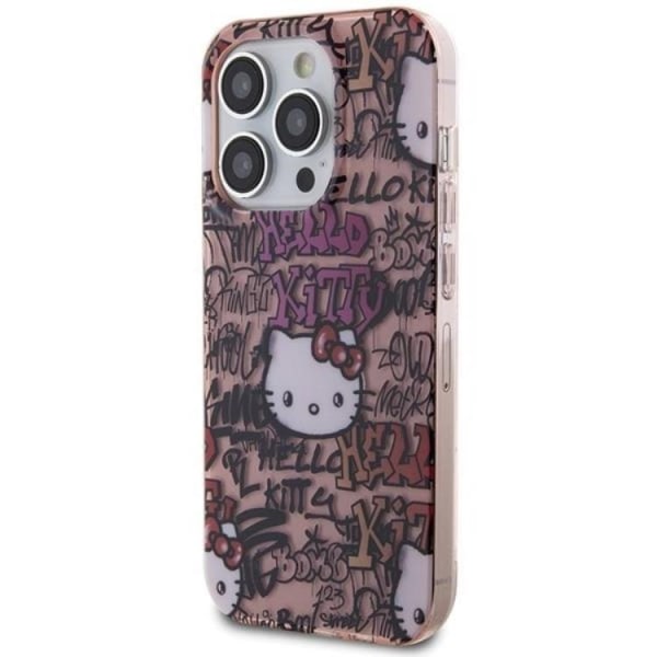 Hello Kitty iPhone 14 Pro Max Mobilskal IML Tags Graffiti - Rosa
