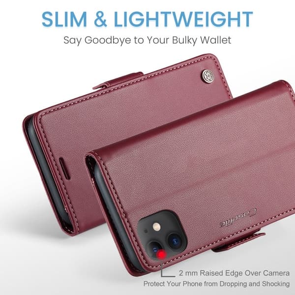 CASEME iPhone 11 Plånboksfodral Konstläder RFID-Skydd Röd