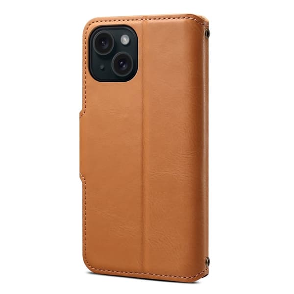 DENIOR iPhone 15 Plånboksfodral i Konstläder - Khaki