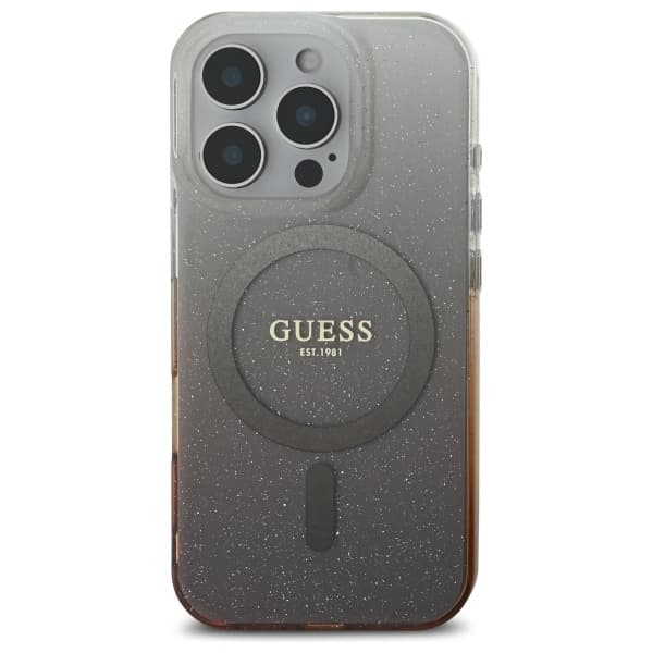 Guess Mobilskal till iPhone 16 Pro 6.3 MagSafe IML Glitter Gradient - Brun