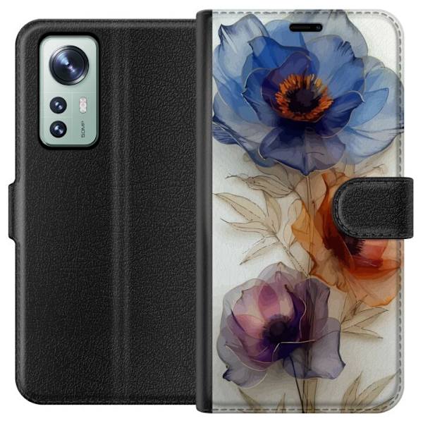 Plånboksfodral till Xiaomi 12 med Silkesblommor