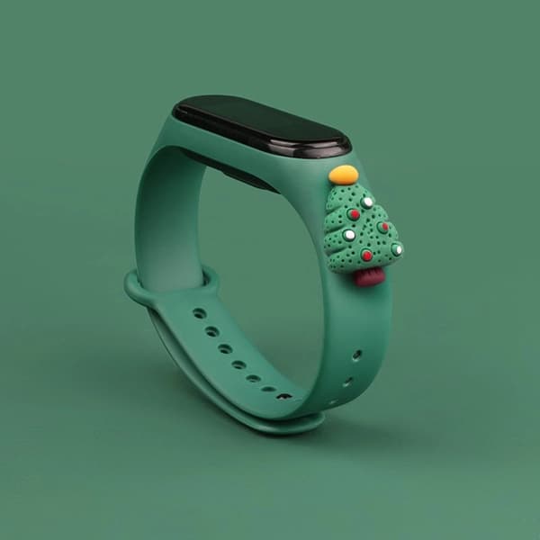 Xiaomi Mi Band 3/4 Silikone rem Juletræ 2 - Mørkegrøn Grön