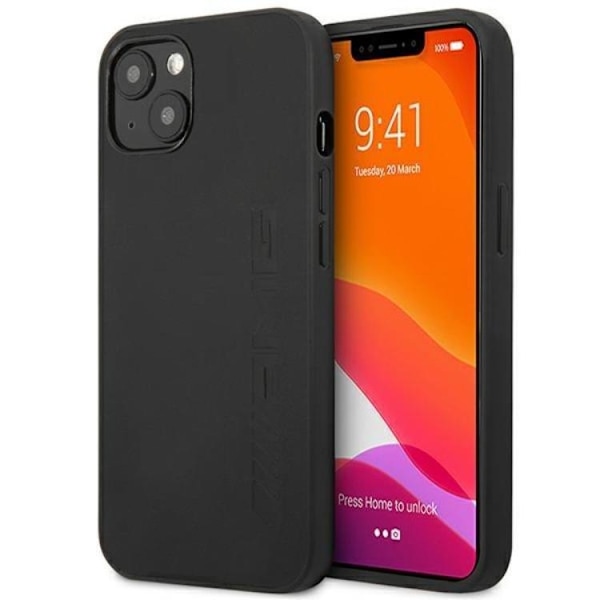 AMG iPhone 14 Skal Läder Hot Stamped - Svart Svart