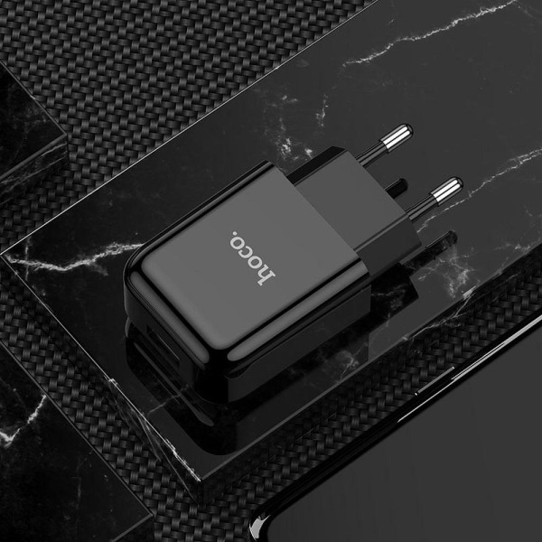 HOCO travel charger USB + kabel till Lightning 2A Svart
