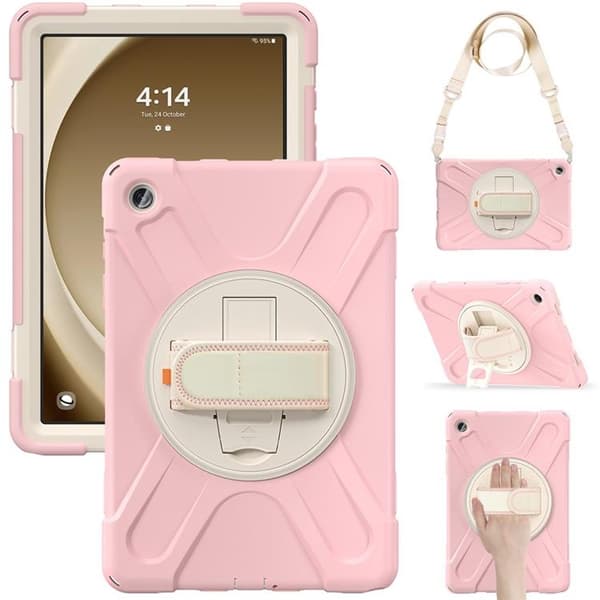 Mobilskal till Galaxy Tab A9 Plus Kickstand Handrem Med Axelrem Rosa