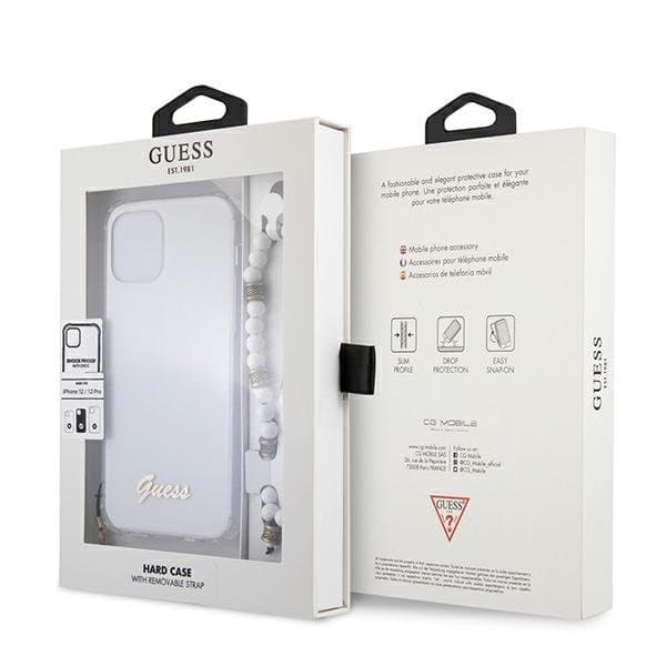 Guess Skal iPhone 12 & 12 Pro Hvid Pearl - Transparent White