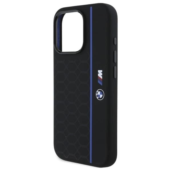 BMW Mobilskal till iPhone 16 Pro Max MagSafe Silikon Hexagon Blå Line Svart