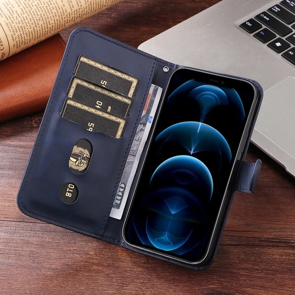 OnePlus 15 5G Plånboksfodral Zipper Pocket Konstläder - Blå Blå