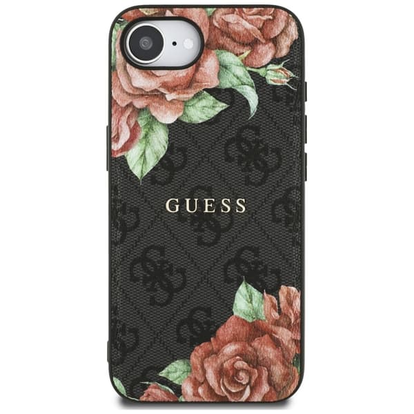 Guess Telefontaske til iPhone 16e Magsafe Blomsterprint - Sort Svart