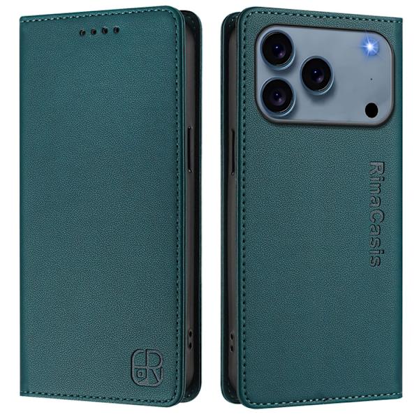 RINACASIS iPhone 17 Pro Plånboksfodral RC01 RFID - Mörkgrön Grön