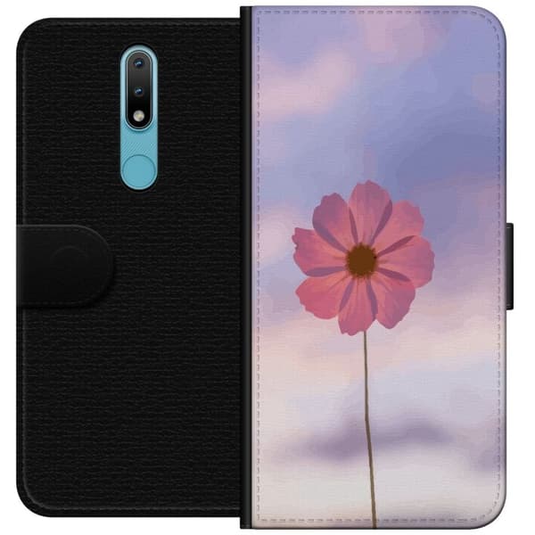 Pung Taske til Nokia 2.4 med Lyserød Blomst