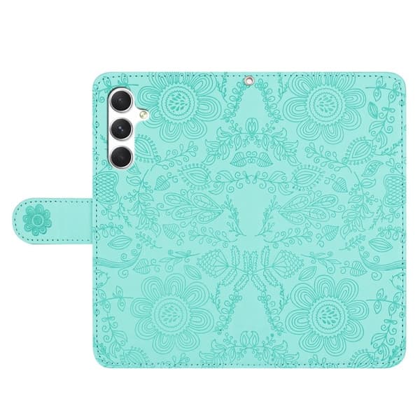Samsung Galaxy S26 Plånboksfodral Blommotiv Konstläder Flip - Ljusgrön