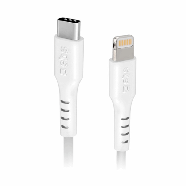 SBS USB-C - Lightning Kabel 2m MFi Certified - Vit Vit