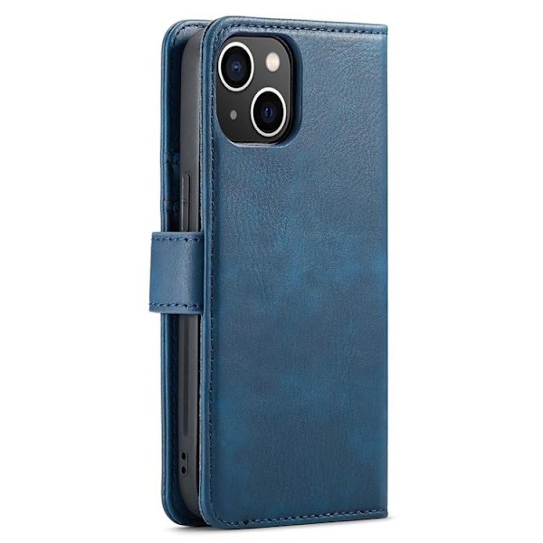 DG.MING iPhone 15 Plus Plånboksfodral Äkta Läder 2in1 - Blå