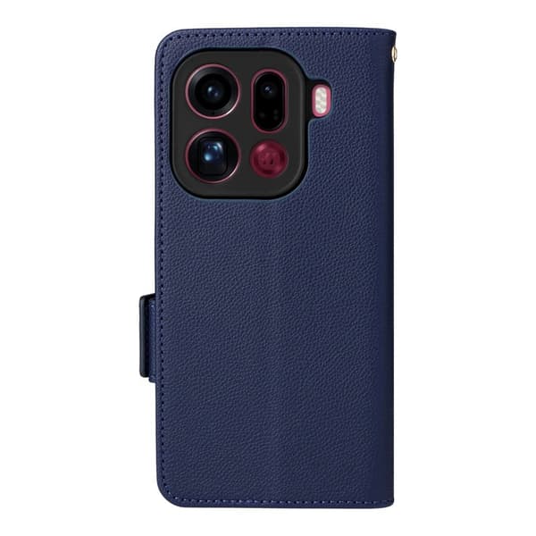 Litchi Oppo Find X9 Pro 5G Plånboksfodral Konstläder - Blå