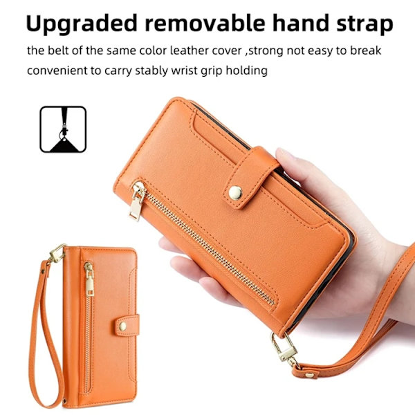 Galaxy S22 5G Plånboksfodral med 2 Rem Orange