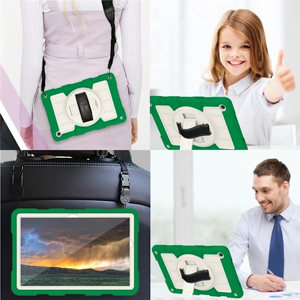 Mobilskal till Galaxy Tab A9 Plus Rotating Handrem Med Axelrem Grön